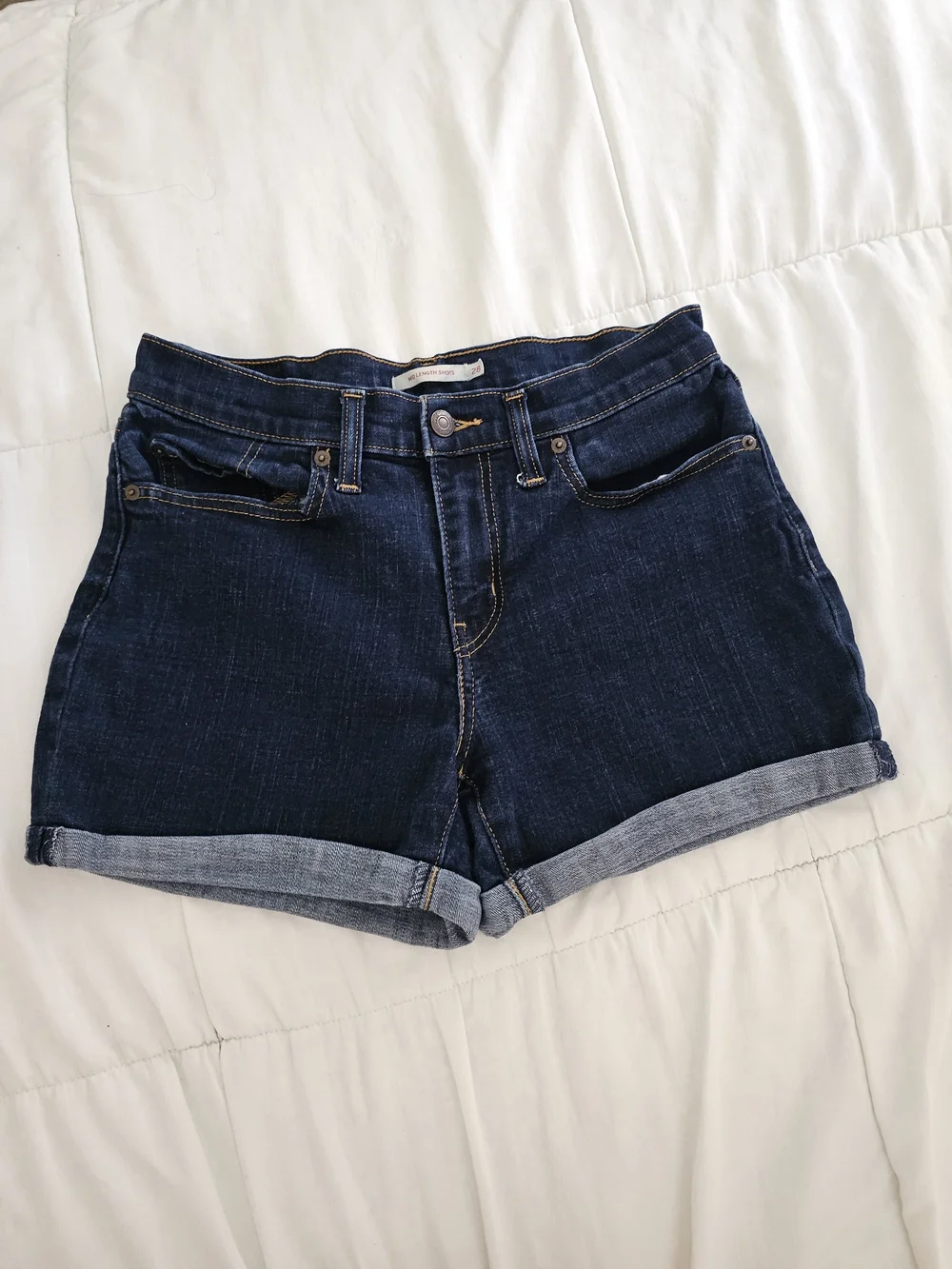 Levi's Dark Blue Rolled Cuff Denim Shorts